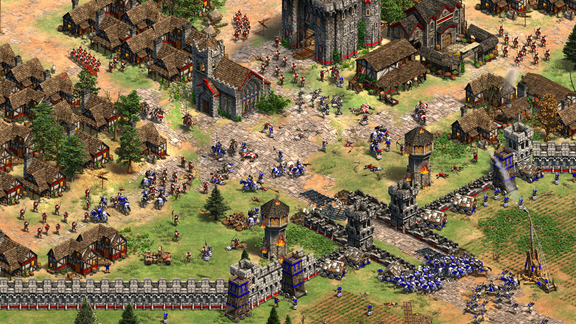 Imagen dentro del juego, de una ciudad siendo asediada